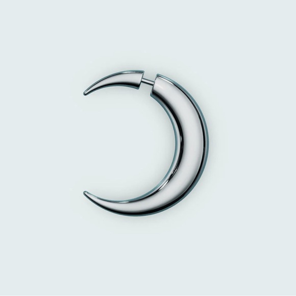 PAIR of Silver Mini Crescent Moon Earring - Picture 3 of 6
